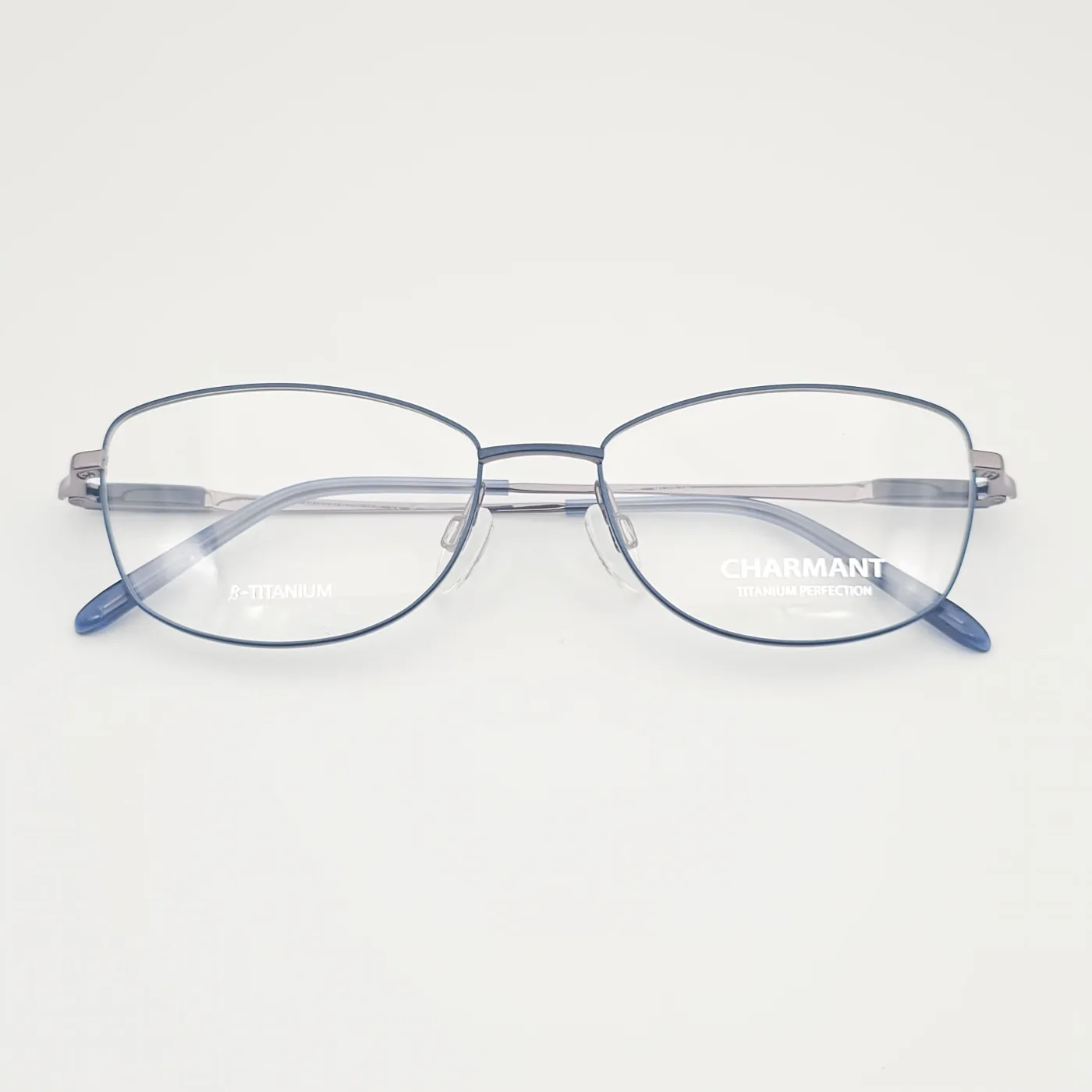 عکس نمای از بالا عینک طبی زنانه تیتانیومی برندCHARMANT رنگ silver:نقره‌ای - آبی,blue
