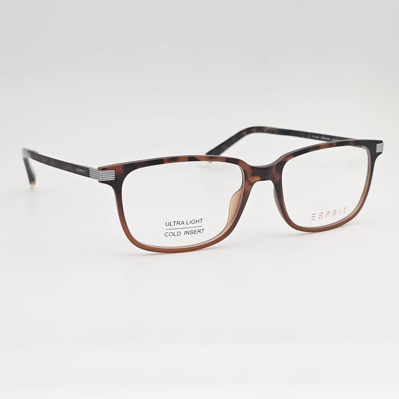 عکس نمای 45 درجه عینک طبی کائوچویی برندESPRIT رنگ black,brown:قهوه‌ای پلنگی سایه‌روشن مات