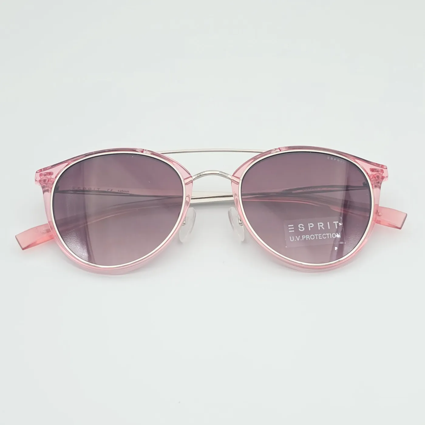 عکس نمای از بالا عینک آفتابی برند ESPRIT رنگ pink:صورتی شفاف نقره‌ای براق