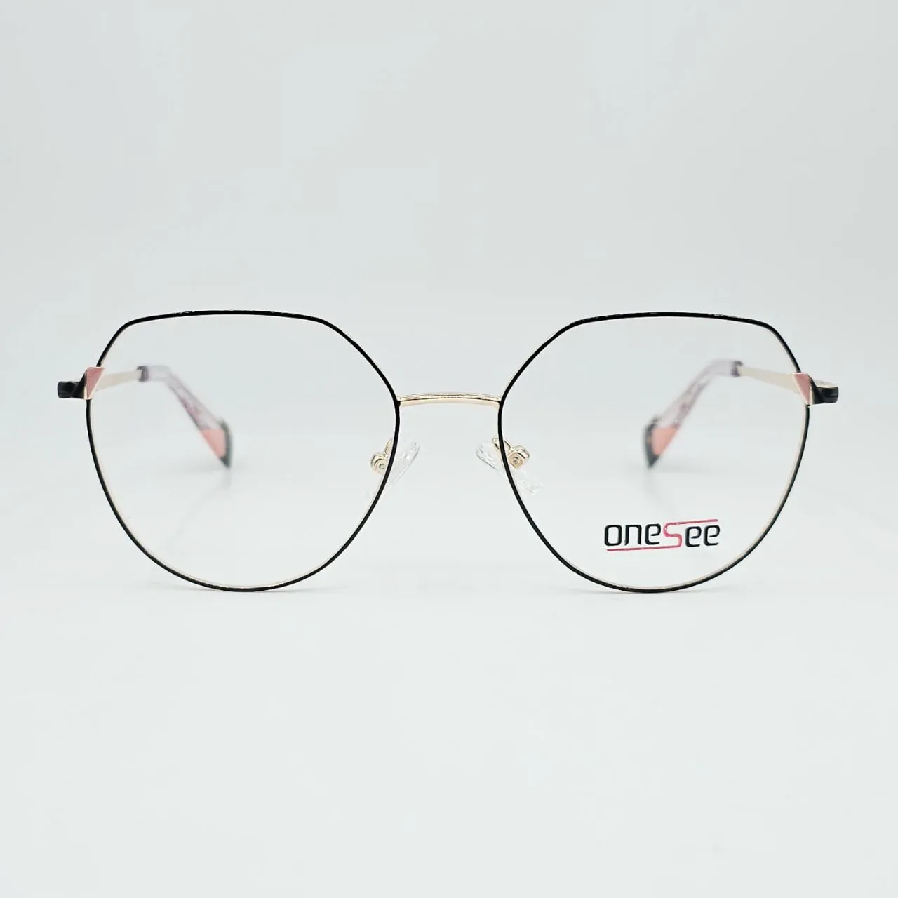 خرید فریم عینک طبی گرد مردانه زنانه فلزی برند one see برند ONESEE رنگ black,gold