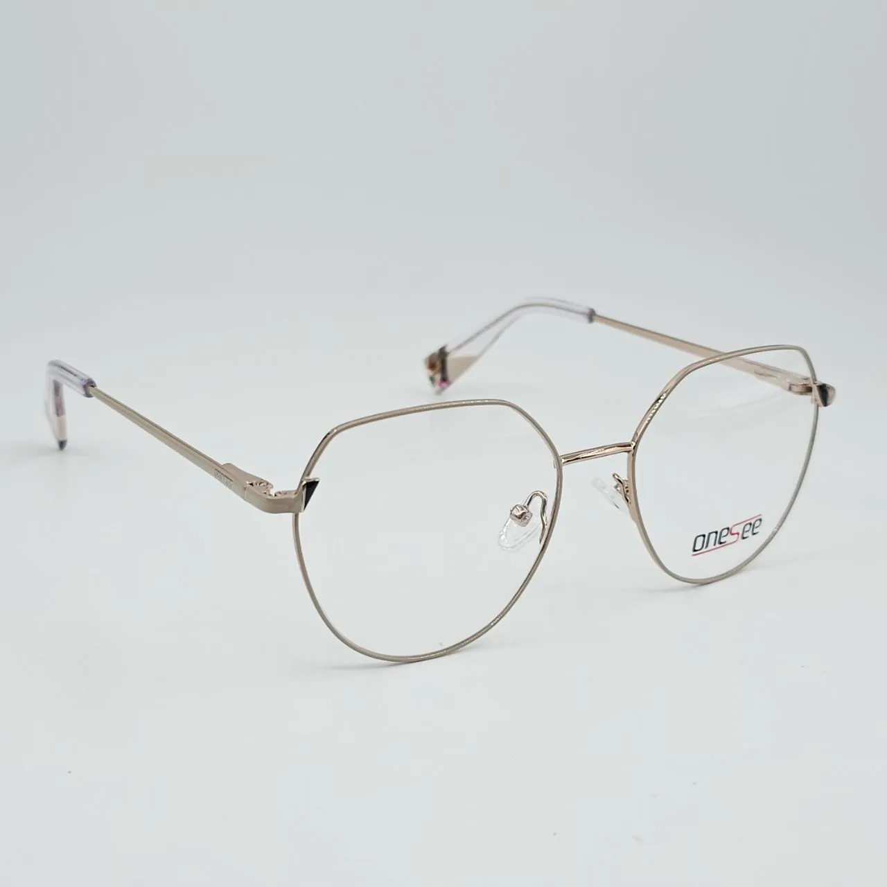 خرید فریم عینک طبی گرد مردانه زنانه فلزی برند one see برند ONESEE رنگ gold:طلایی نسکافه ای,brown