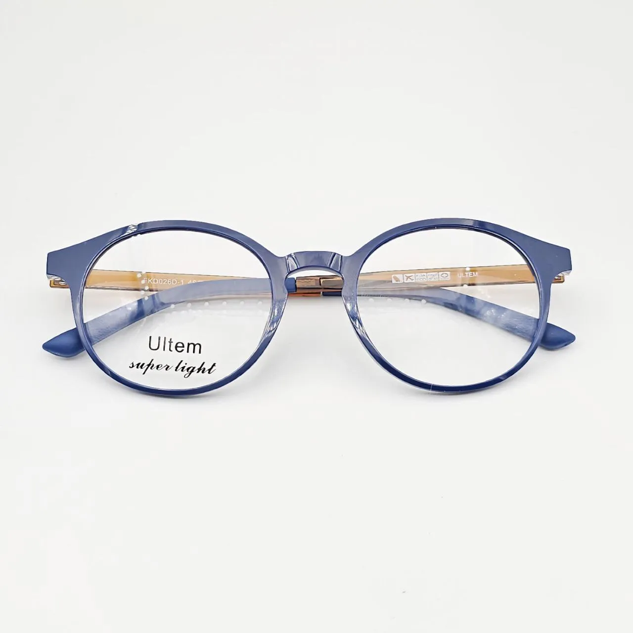 عکس نمای از بالا عینک کاورددار گرد ULTEM رنگ beige,navy