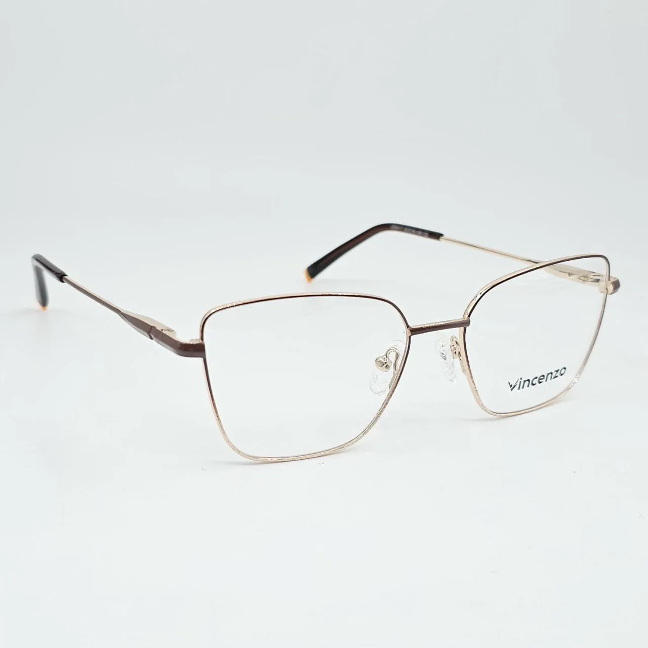 عکس نمای 45 درجه عینک طبی زنانه فلزی Vincenzo رنگ gold,brown