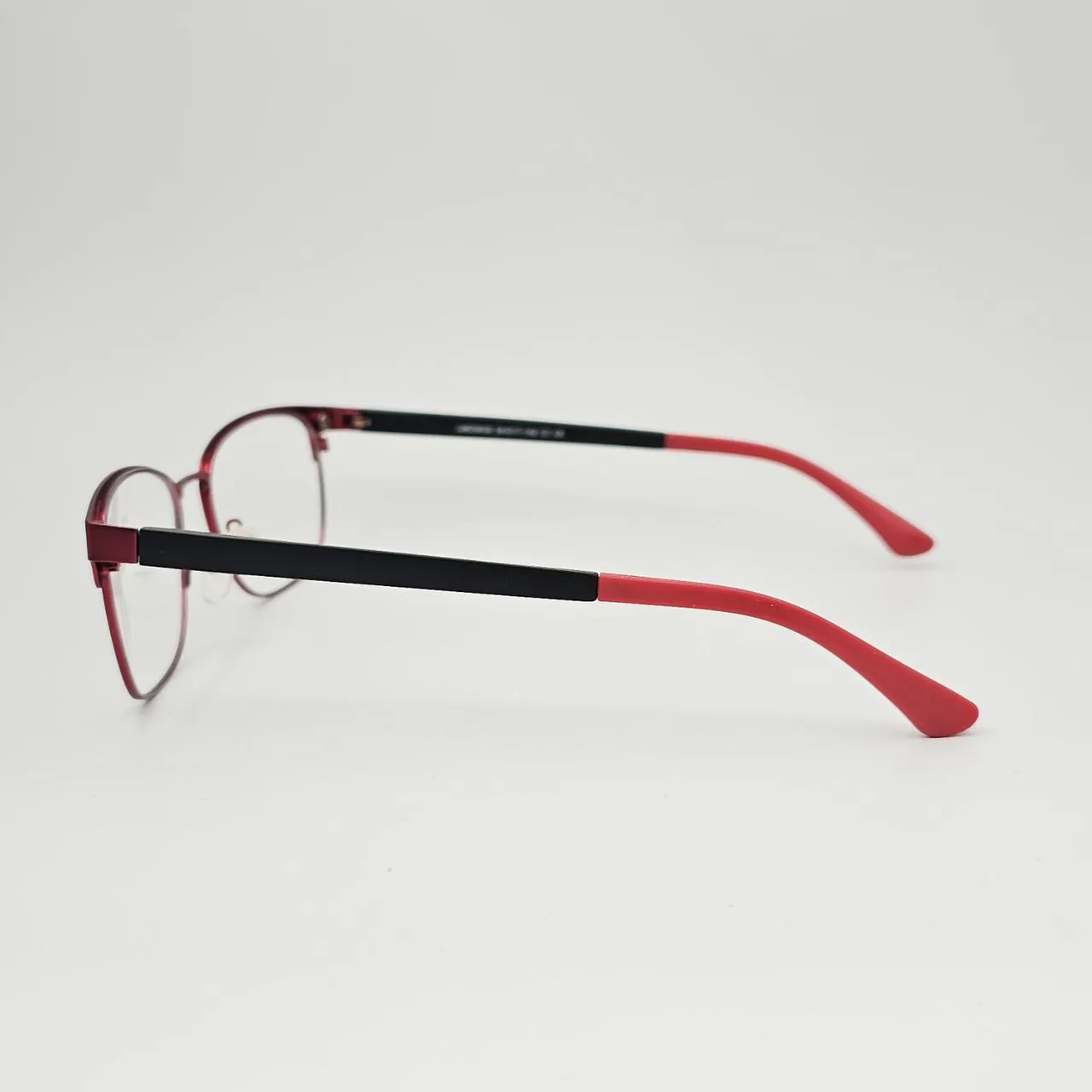 عکس نمای دسته عینک کاوردار فلزی قرمز رنگ black,red