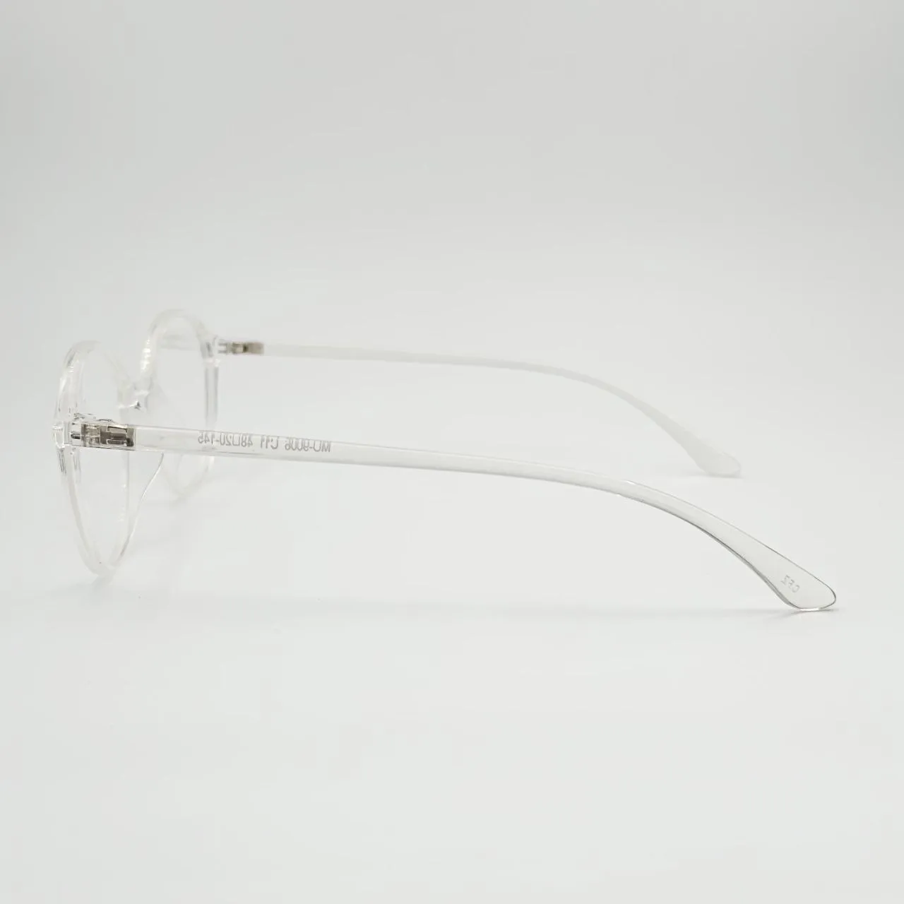 عکس نمای دسته عینک طبی گرد شفاف TR90 برند MAKRAN رنگ transparent