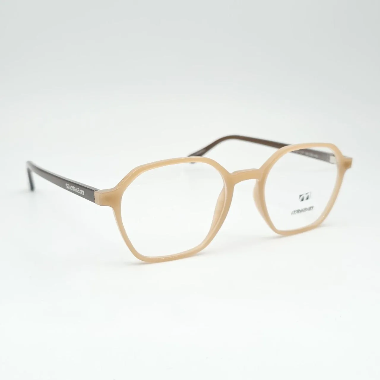 عکس نمای 45 درجه عینک طبی زنانه و مردانه چند ضلعی TR90 برند MAKRAN رنگ brown,orange