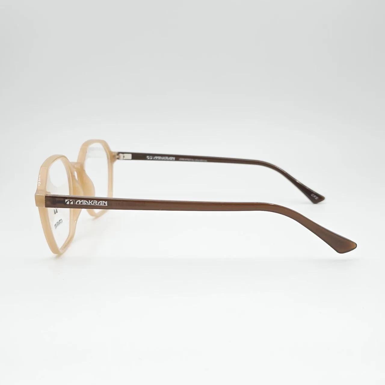 عکس نمای دسته عینک طبی زنانه و مردانه چند ضلعی TR90 برند MAKRAN رنگ brown,orange