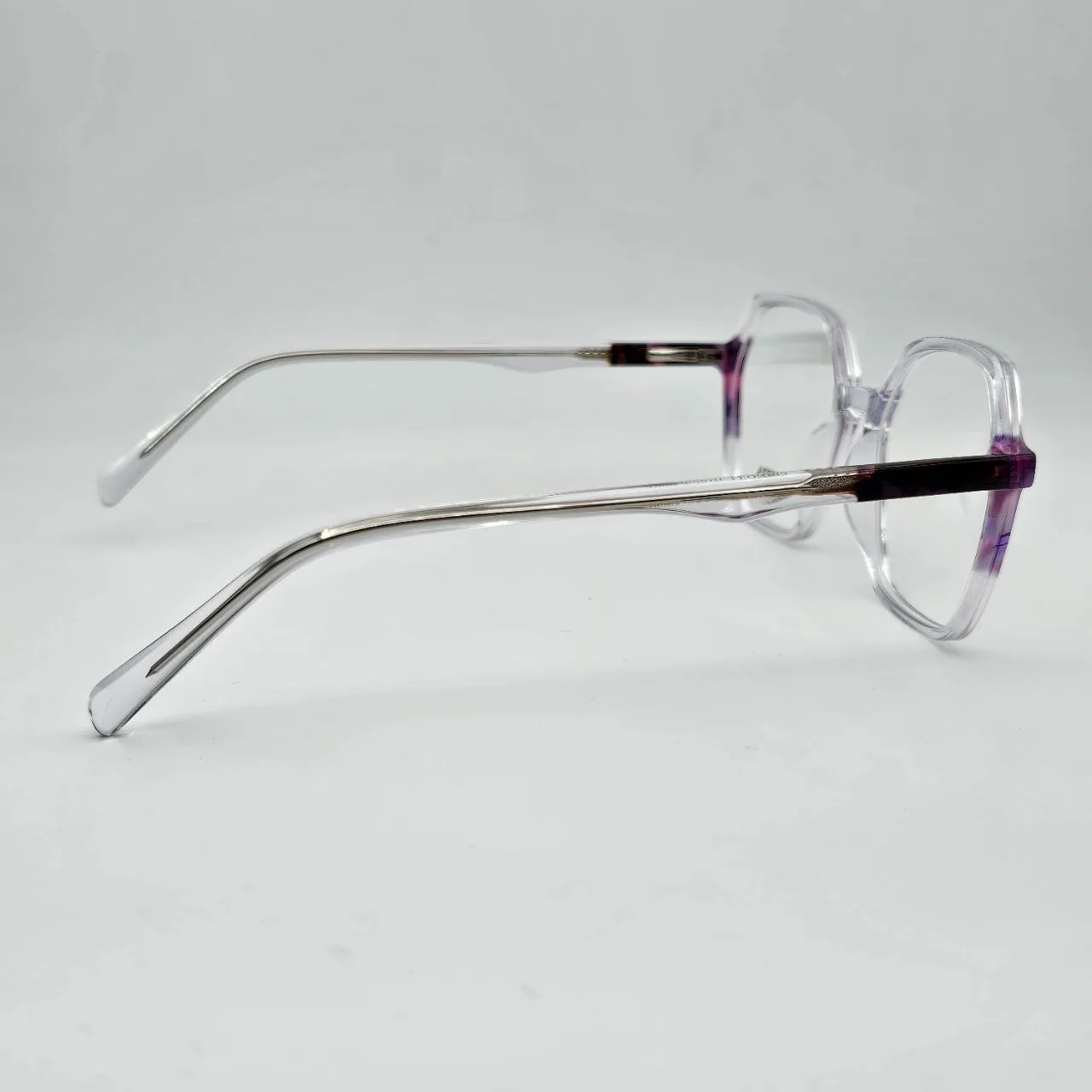 عکس نمای دسته عینک زنانه شفاف چندضلعی Spinoza رنگ purple,transparent