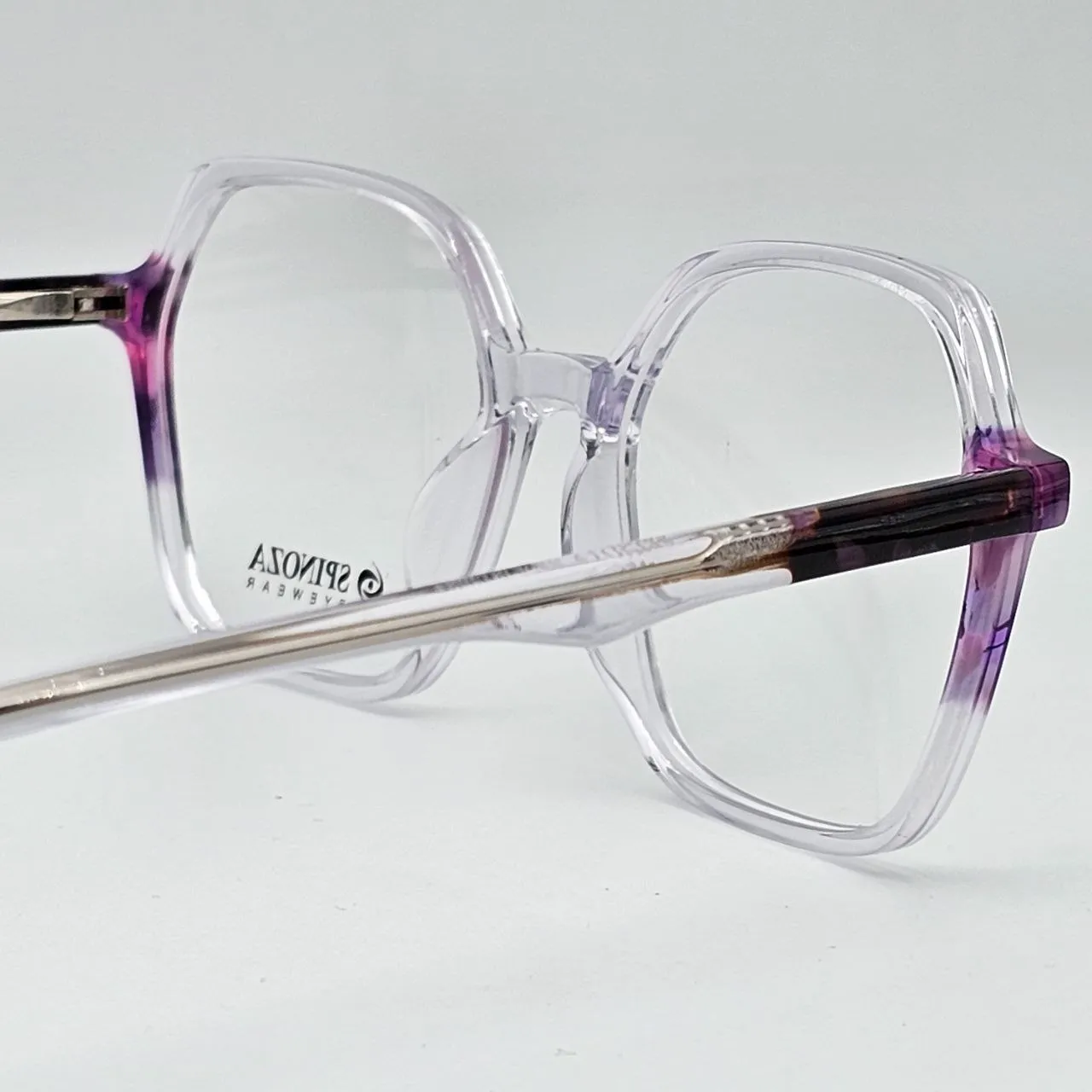 عکس نمای از بالا عینک زنانه شفاف چندضلعی Spinoza رنگ purple,transparent