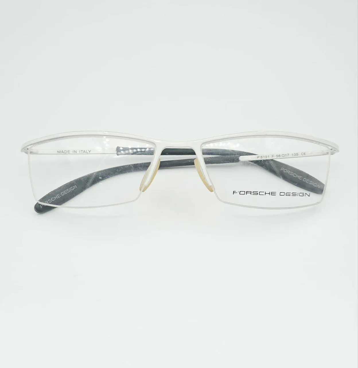 عکس نمای از بالا عینک طبی نقره ای نیم فریم PORSCHE DESIGN رنگ silver