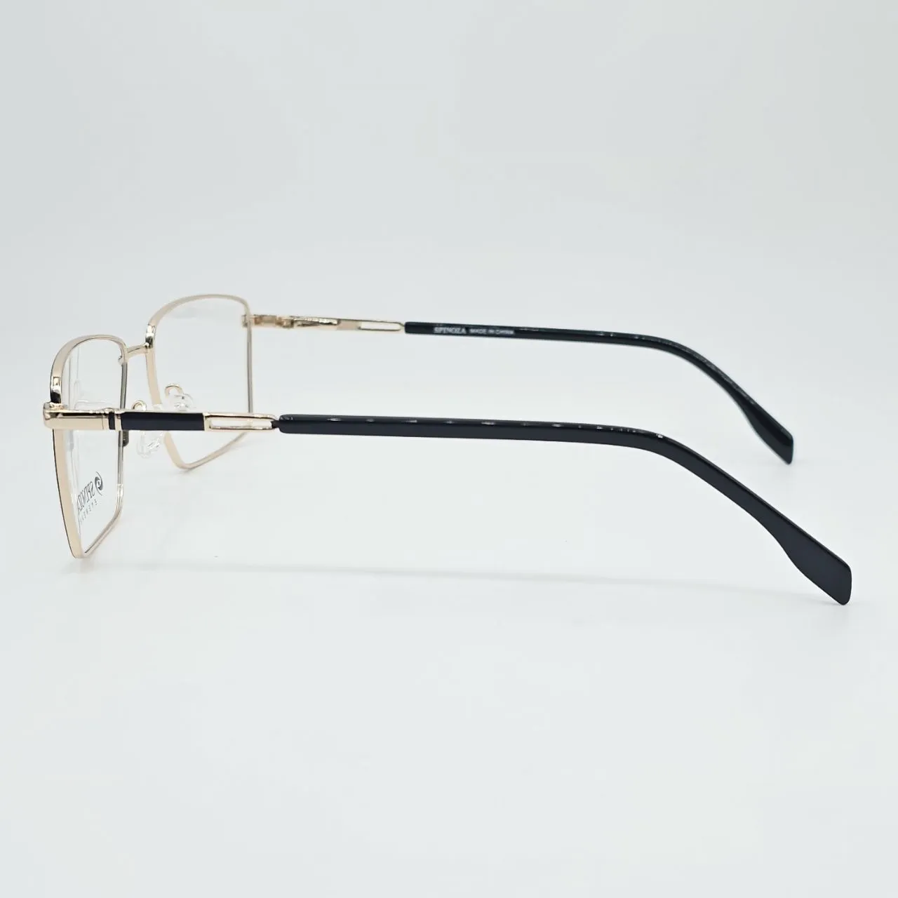 عکس نمای 45 درجه فریم عینک طبی مردانه فلزی برند SPINOZA رنگ black,gold