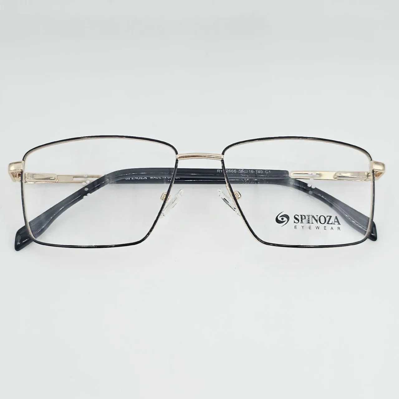 عکس نمای دسته فریم عینک طبی مردانه فلزی برند SPINOZA رنگ black,gold