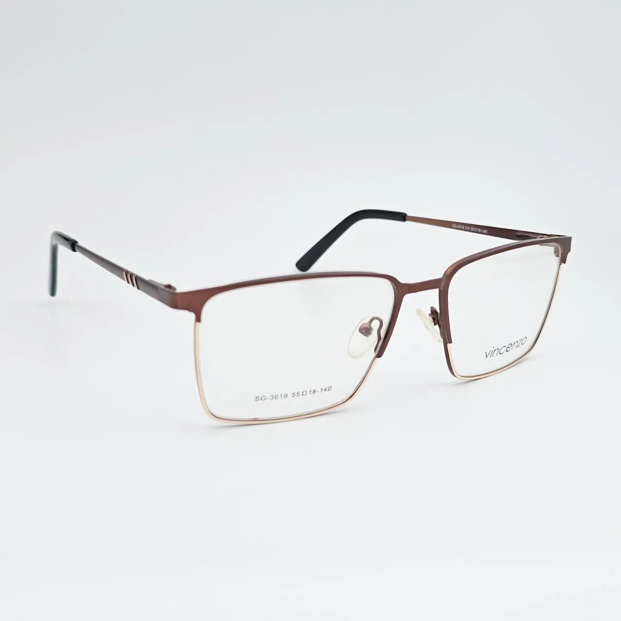 عکس نمای 45 درجه عینک طبی مردانه فلزی VINCENZO رنگ gold,brown