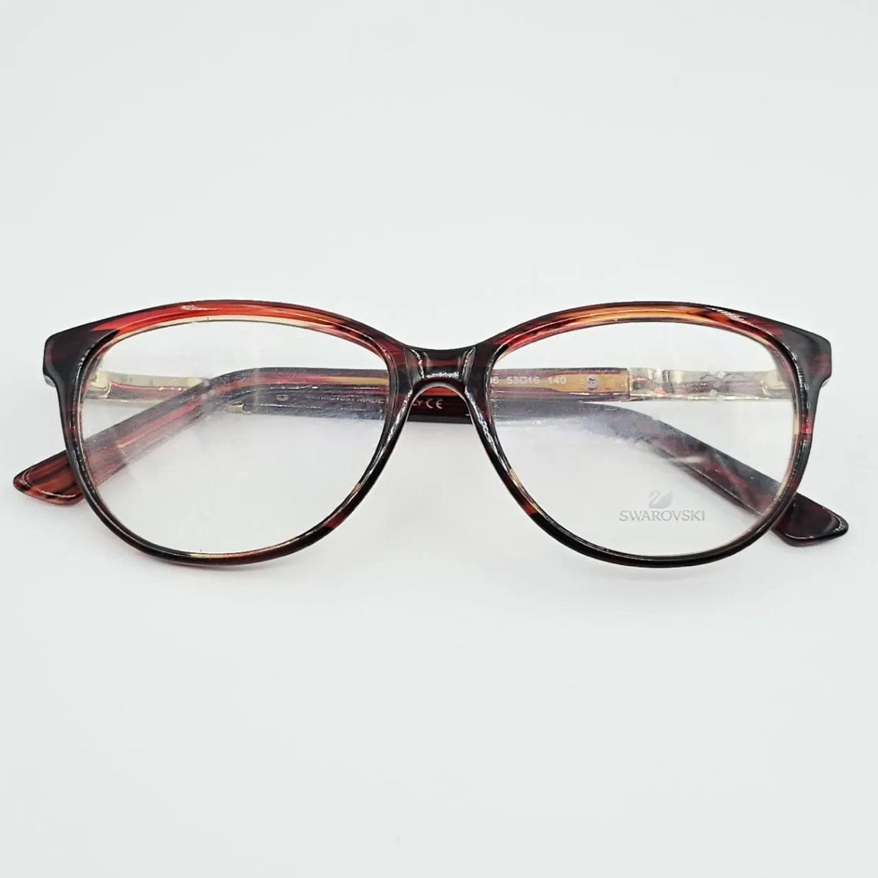 عکس نمای از بالا عینک زنانه SWAROVSKI با طراحی کلاسیک رنگ red,leopard