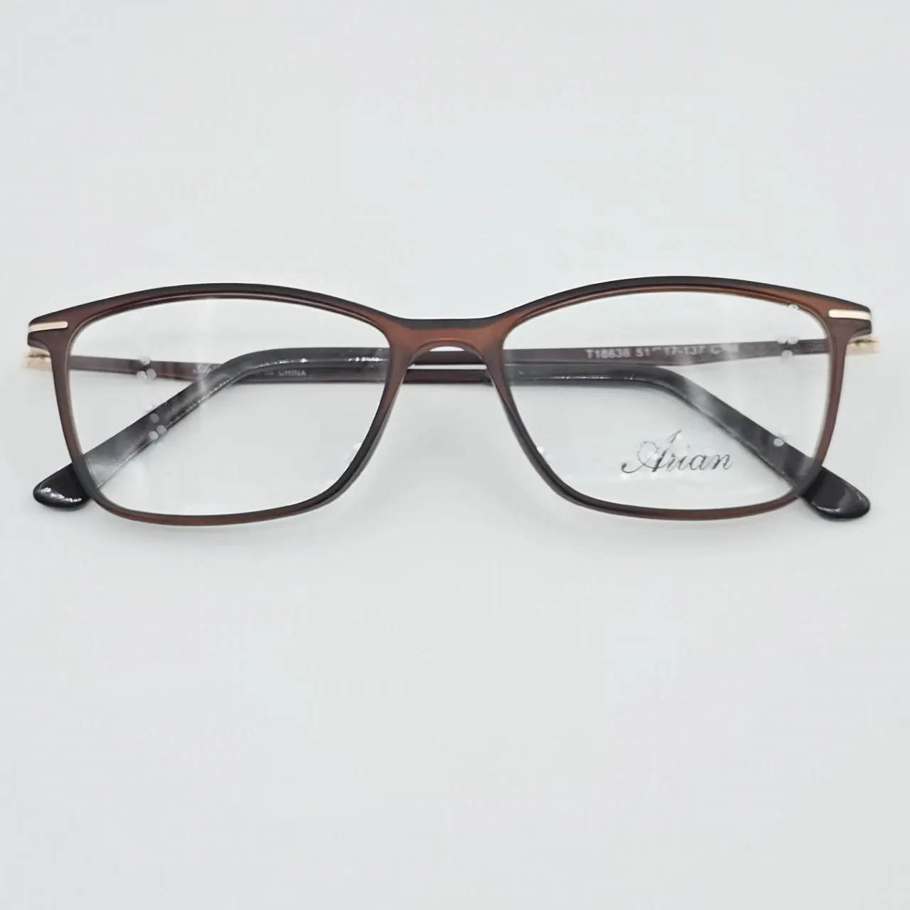 عکس نمای از بالا عینک طبی کائوچو ای ارین رنگ brown