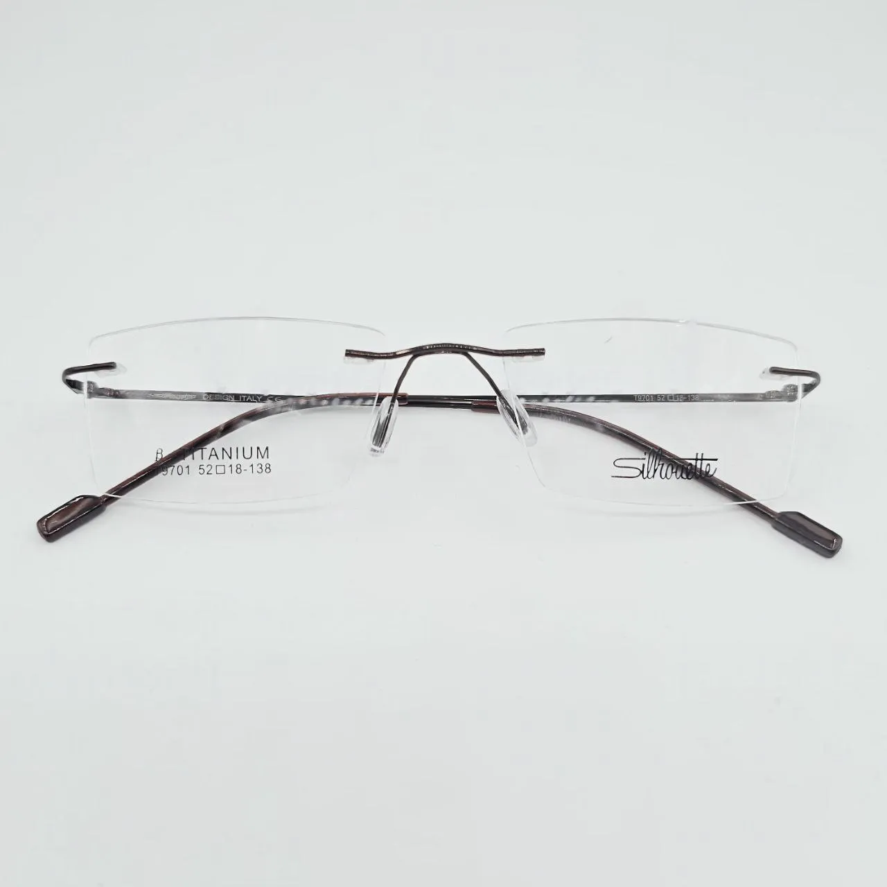 عکس نمای دسته عینک طبی بدون فریم Silhouette رنگ brown
