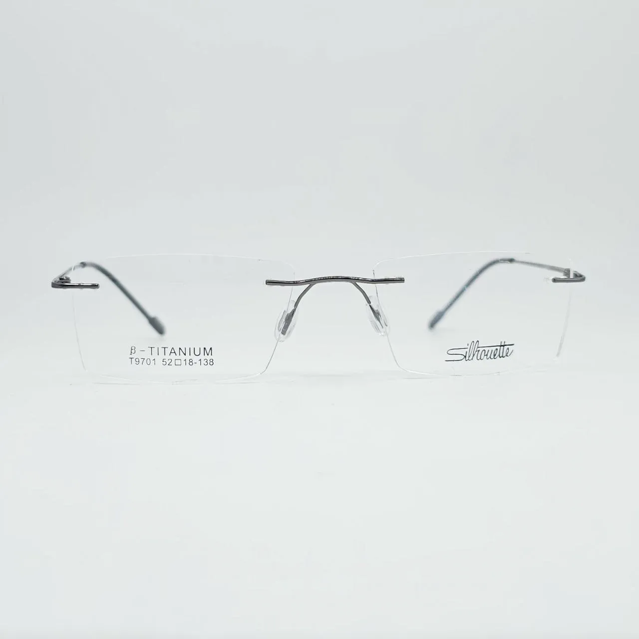عکس نمای 45 درجه عینک طبی بدون فریم Silhouette رنگ gray