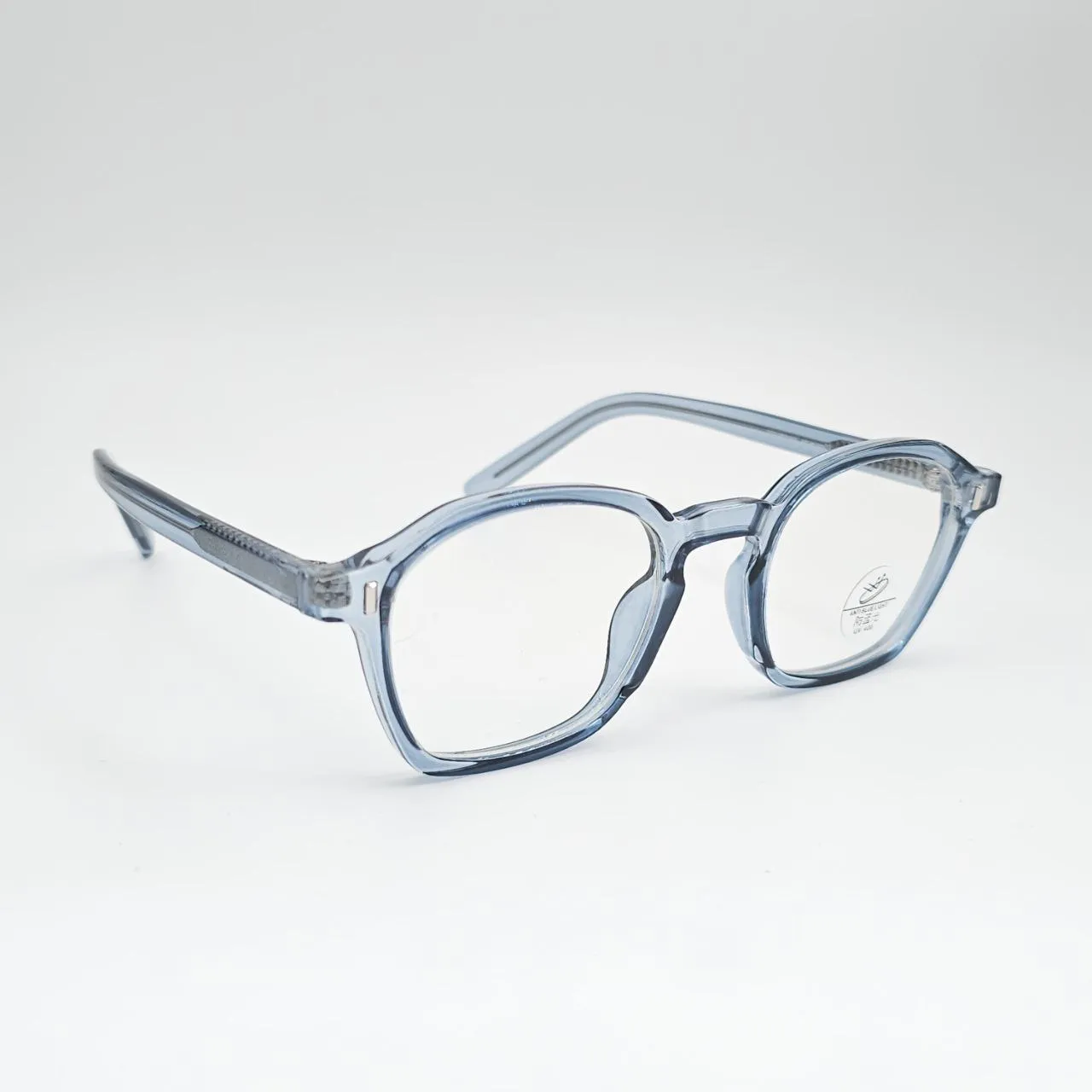 عکس نمای 45 درجه عینک طبی چند ضلعی TR90برند MOSCOT رنگ blue