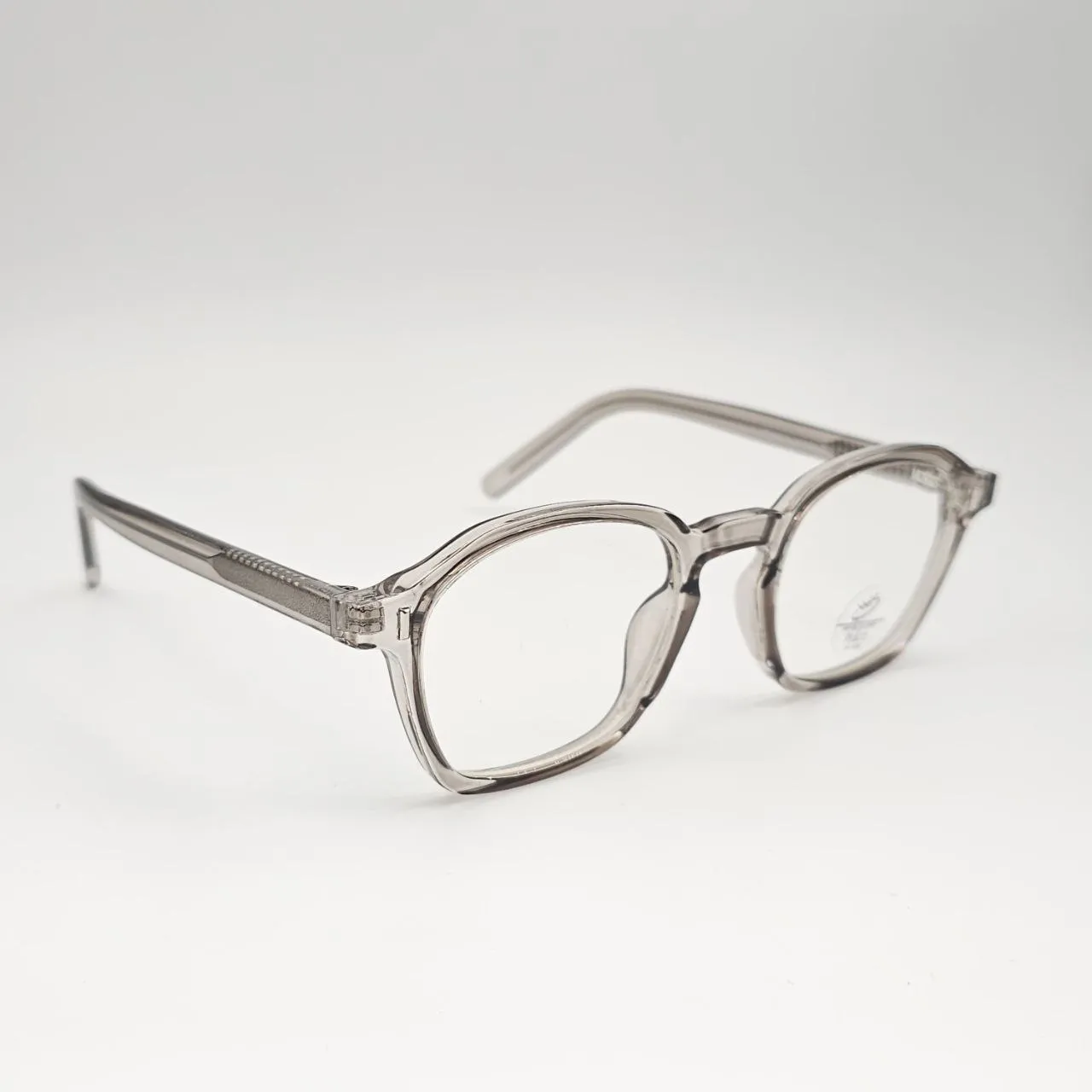 عکس نمای 45 درجه عینک طبی چند ضلعی TR90برند MOSCOT رنگ gray
