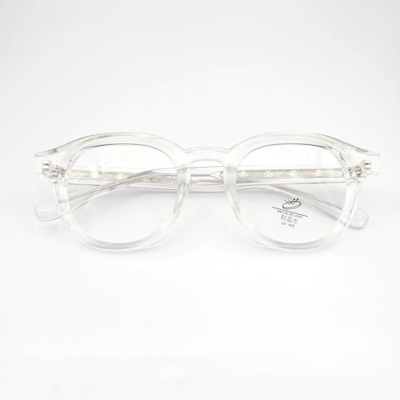 عکس نمای از بالا عینک طبی TR90 برند MOSCOT رنگ transparent