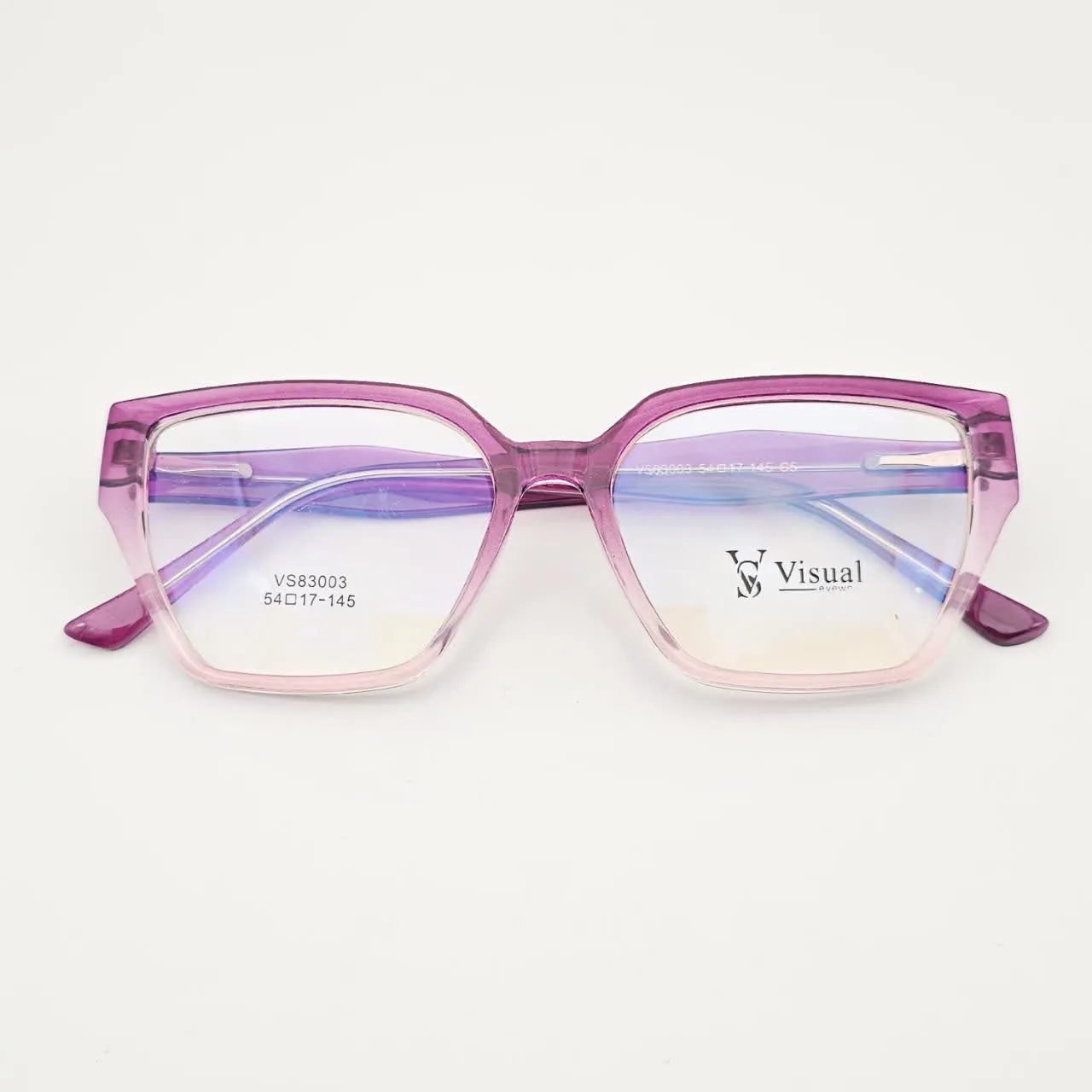 عکس نمای از بالا عینک طبی گربه ای برند VISUAL  کدVS83003 رنگ purple