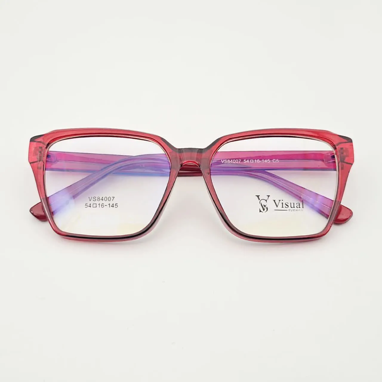 عکس نمای از بالا عینک طبی زنانه بزرگ برند VISUAL مدل VS84007 رنگ red