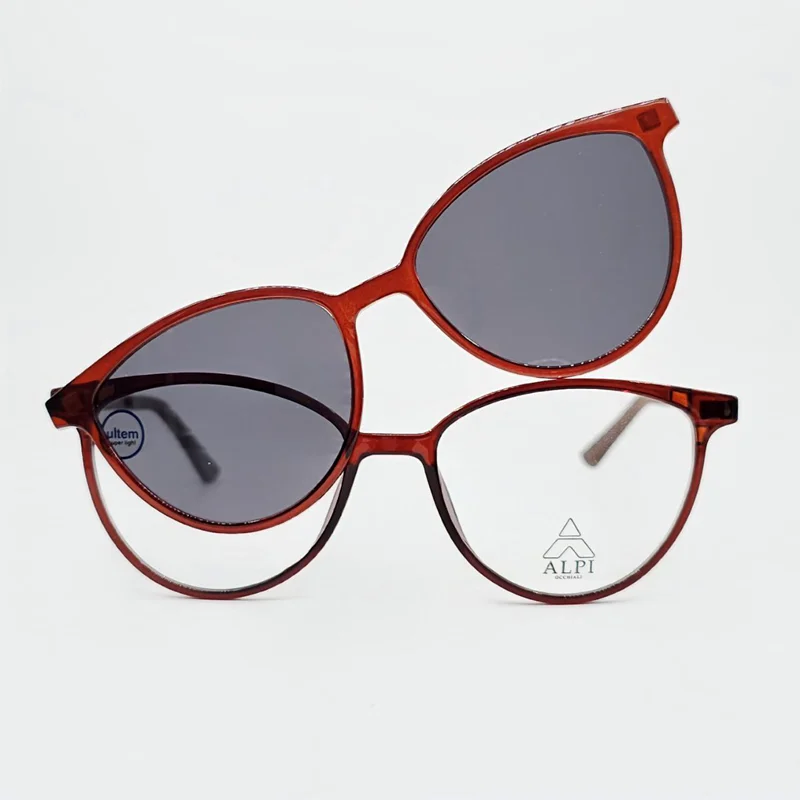 عینک طبی زنانه ALPI با کاور آفتابی | فریم فوق سبک ULTEM با طراحی گربهای