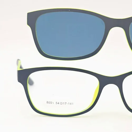 عینک طبی اسپرت Puma فریم مشکی سبز با کاور آفتابی مگنتی UV400