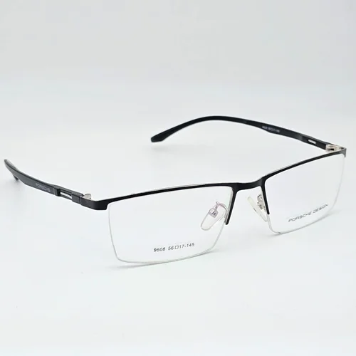 عینک طبی مردانه Porsche Design نیمفریم مشکی با طراحی لوکس و سبک
