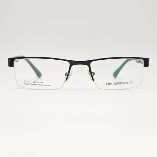 عینک طبی مردانه EMPORIO ARMANI مدل نیمفریم مستطیلی مشکی رسمی