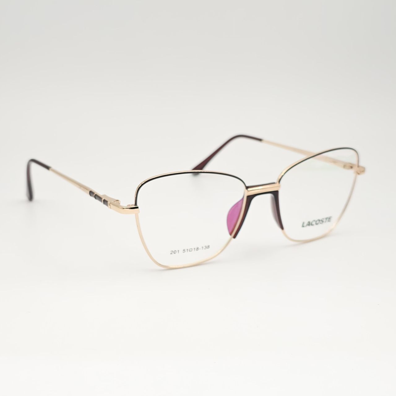 عینک طبی زنانه فلزی گربه ای برند Lacoste کد 201