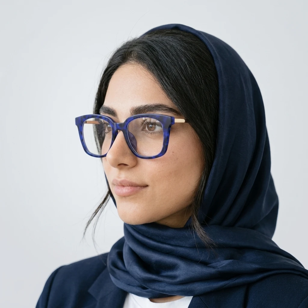 پرو آنلاین عینک کاوردار زنانه طرحدار آبی جنس کائوچو رنگ gold__blue روی صورت