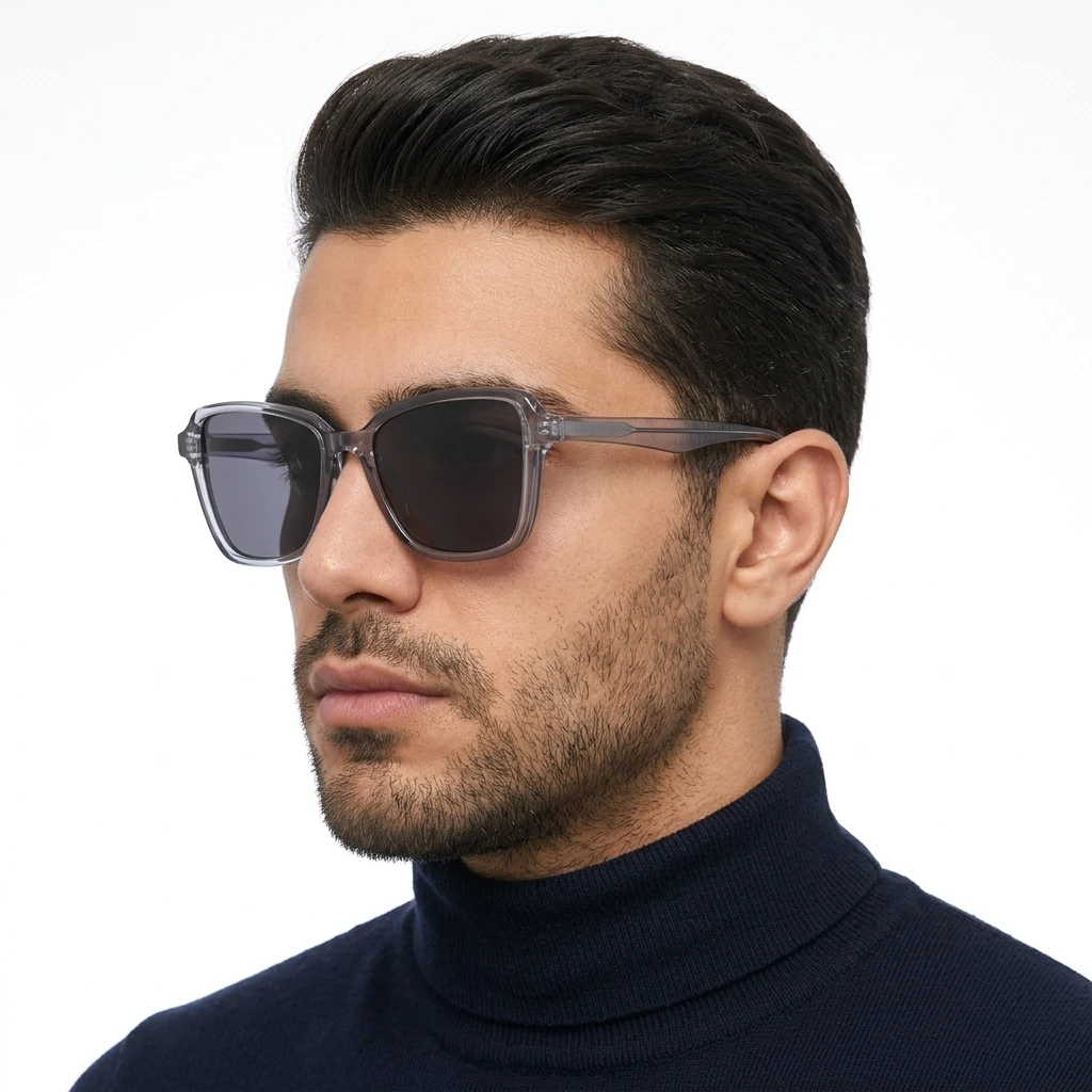 عکس نمای 45 درجه عینک آفتابی برندESENTIANO رنگ blue,transparent:آبی - شفاف کریستالی
