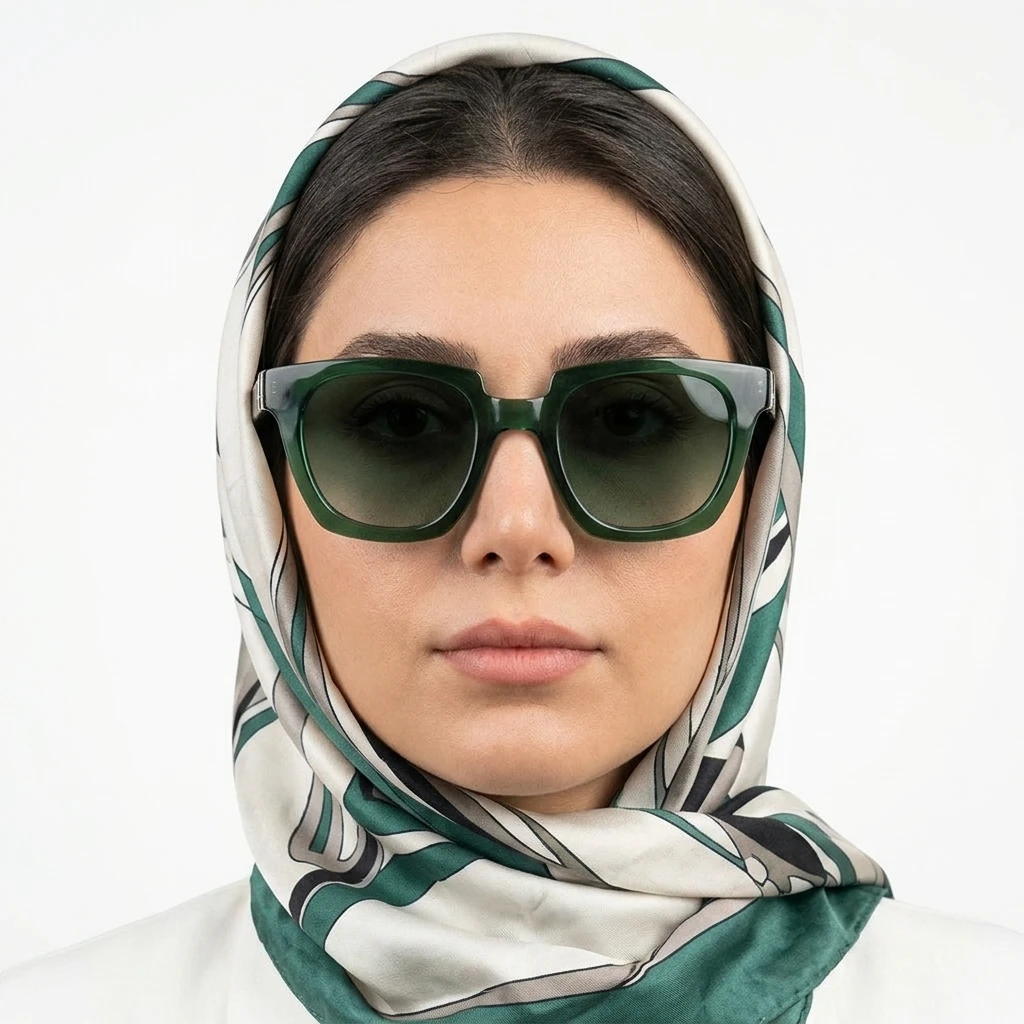 پرو آنلاین عینک آفتابی برندLEGION زنانه رنگ سبز روی صورت
