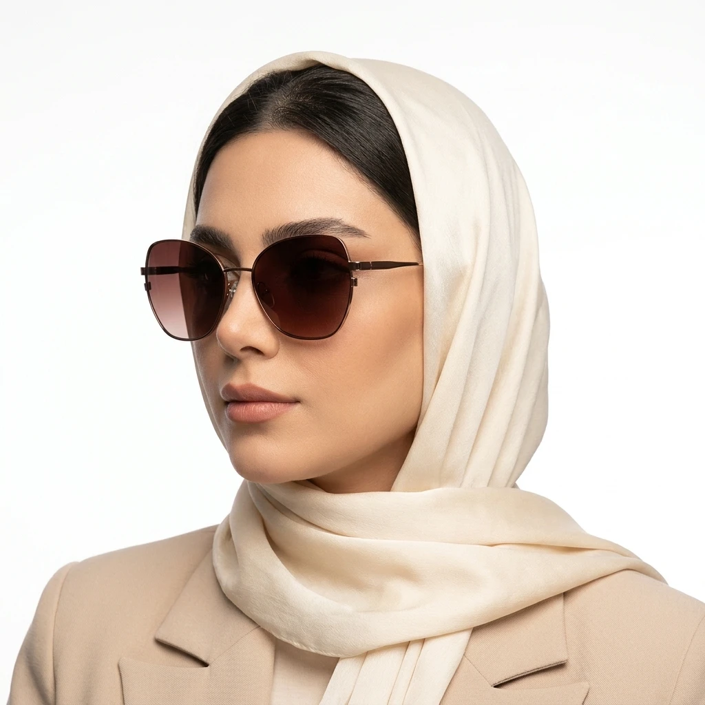 پرو آنلاین عینک آفتابی برندESENTIANO زنانه رنگ قهوه‌ای روی صورت