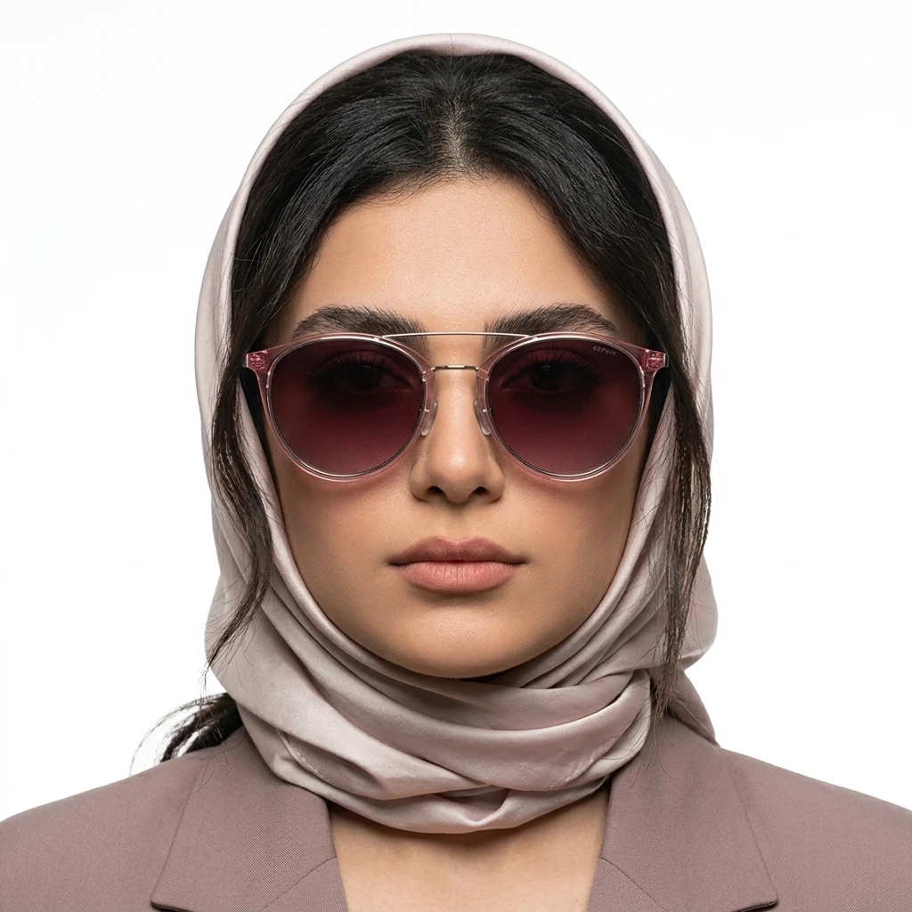 عکس نمای از بالا عینک آفتابی برندESPRIT رنگ pink:صورتی شفاف کرستالی