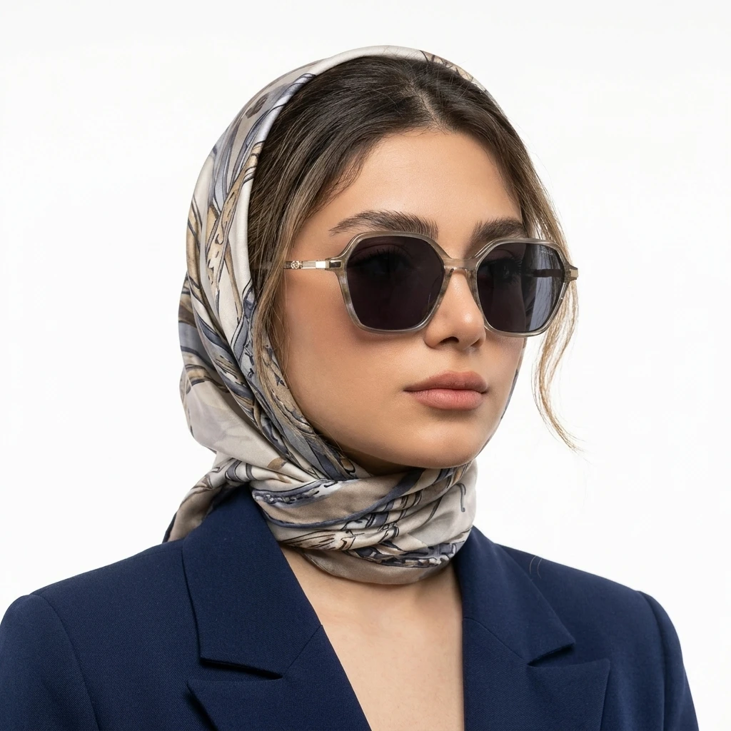عینک آفتابی برند SIERRA - زیتونی شفاف با رگه‌های خاکی (نمای جانبی / پرو آنلاین)
