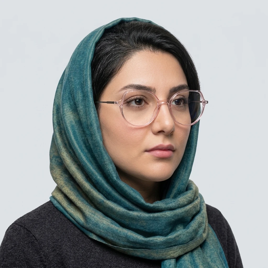 پرو آنلاین فریم عینک طبی شفاف صورتی زنانه کائوچو one see برند ONESEE جنس کائوچو رنگ صورتی روی صورت