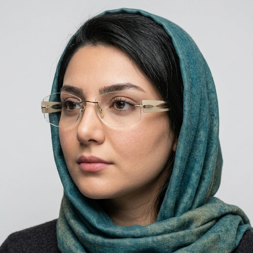 پرو آنلاین عینک طبی زنانه ریملس BVLGARI کد ۱۷۵۸ جنس فلزی رنگ طلایی روی صورت