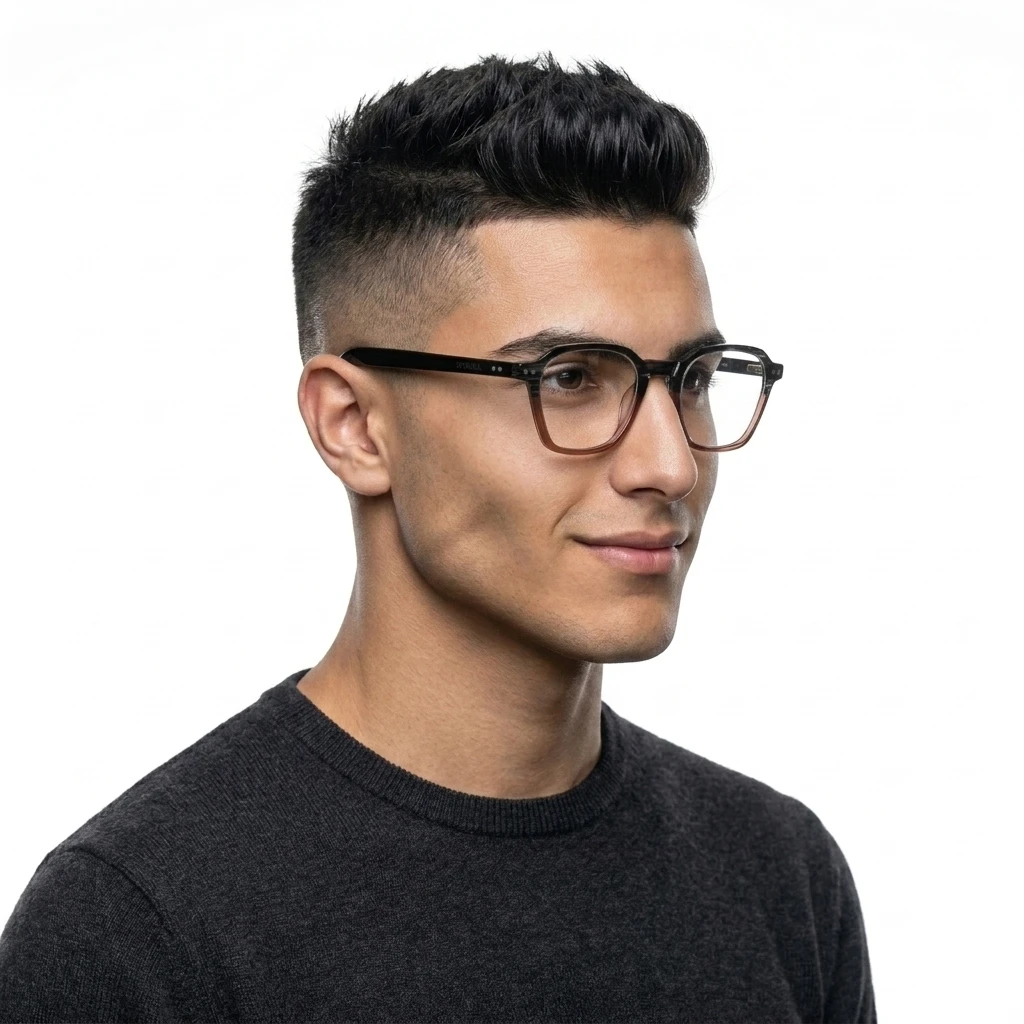 پرو آنلاین عینک طبی برند Spinoza کد ۱۴۶۴ مردانه جنس کائوچو رنگ black__brown روی صورت