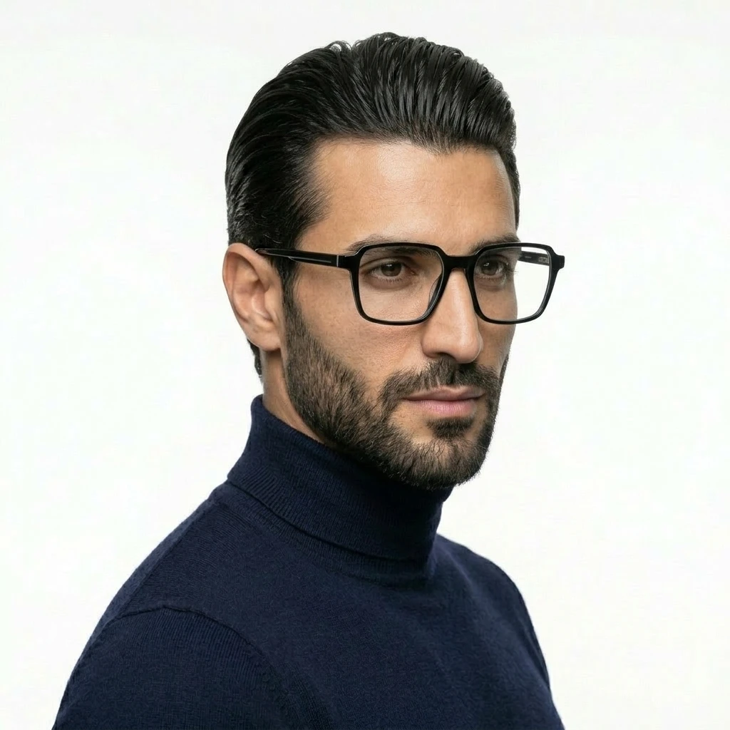 پرو آنلاین عینک طبی نشکن برند PATEK PHLIPPE مردانه برند PATEK PHILIPPE جنس TR90 رنگ مشکی - خاکستری روی صورت
