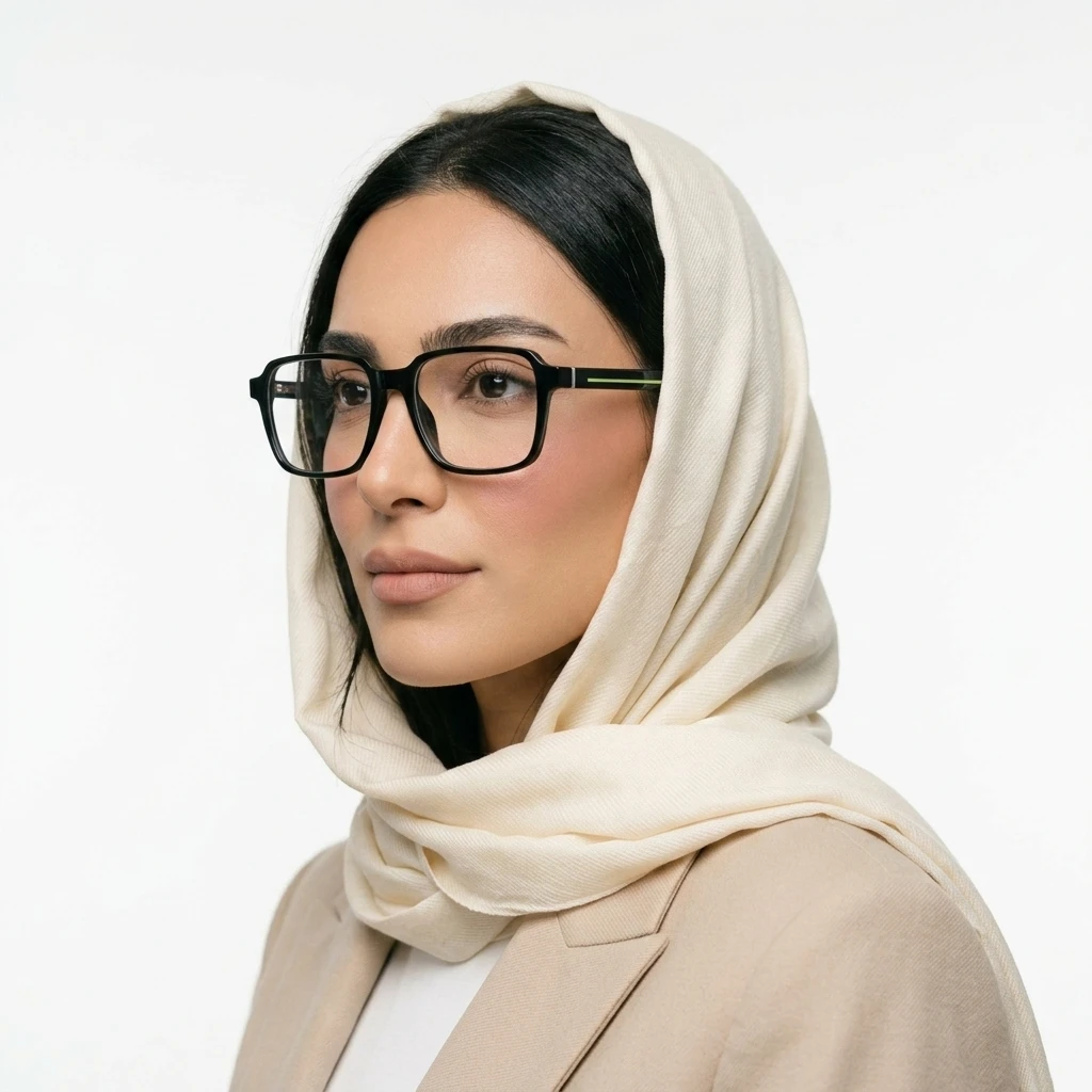 پرو آنلاین عینک طبی نشکن برند PATEK PHLIPPE زنانه برند PATEK PHILIPPE جنس TR90 رنگ مشکی - سبز روی صورت