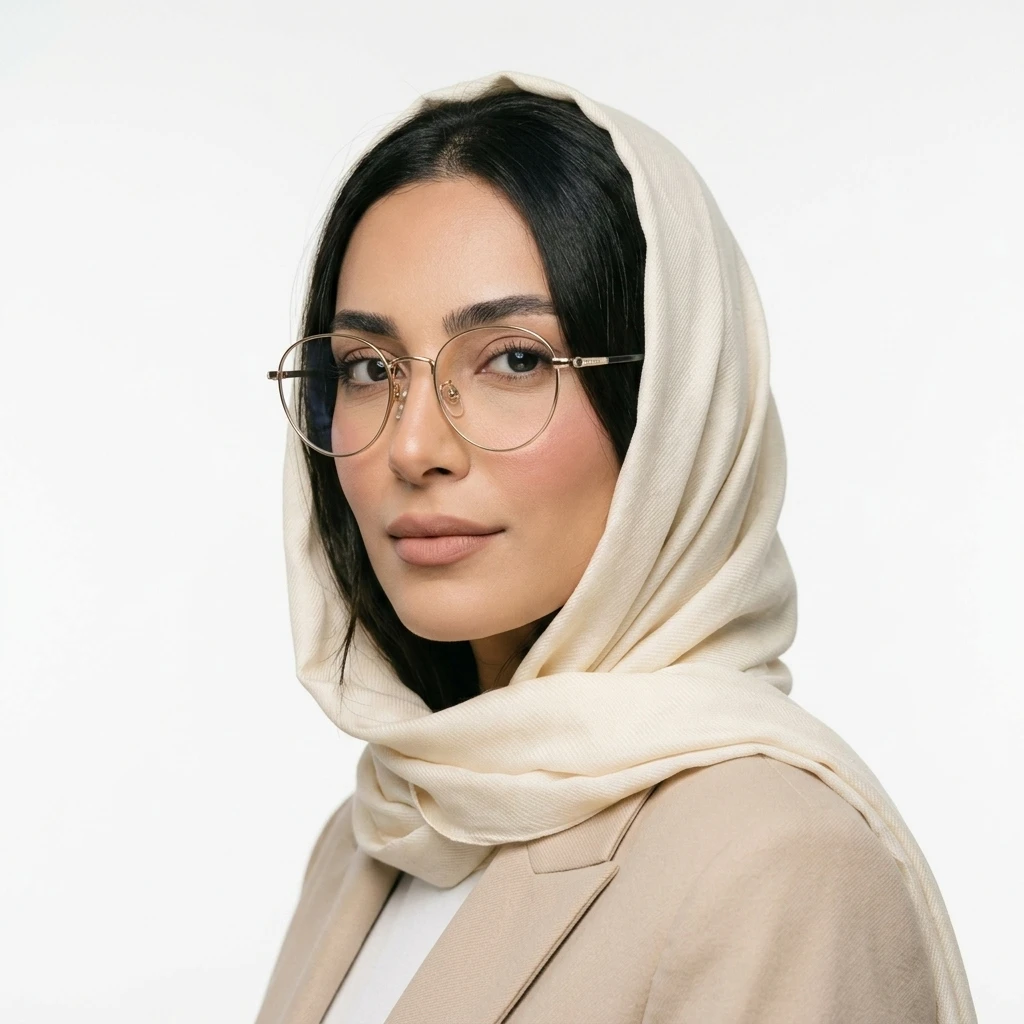 پرو آنلاین عینک طبی فلزی بزندELLE زنانه جنس فلزی رنگ طلایی براق با دسته مشکی روی صورت