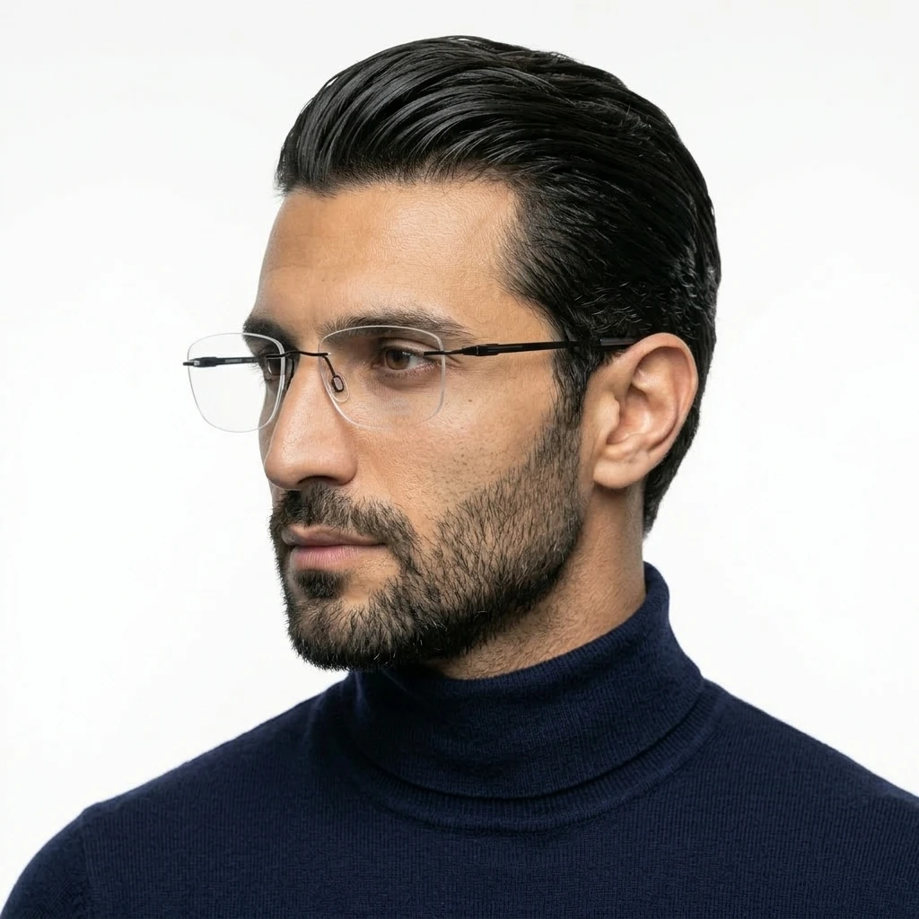 عکس بقیه موارد عینک بدون دور برندCHARMANT رنگ black:مشکی مات ساده